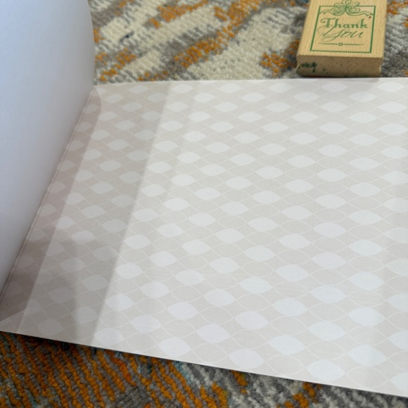 Lot of 2 scrapbook supplies neutral card stock paper & wood thank you stamp - Picture 4 of 15